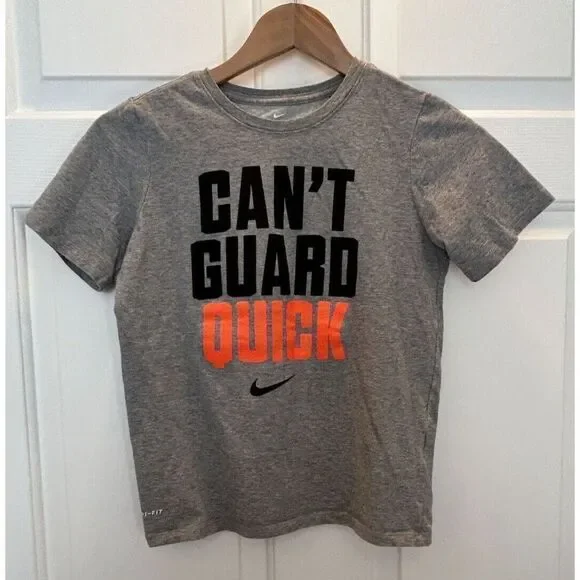 Nike Shirt Youth Medium Gray Short Sleeve Dri-Fit Athletic Cut Can't Guard Quick