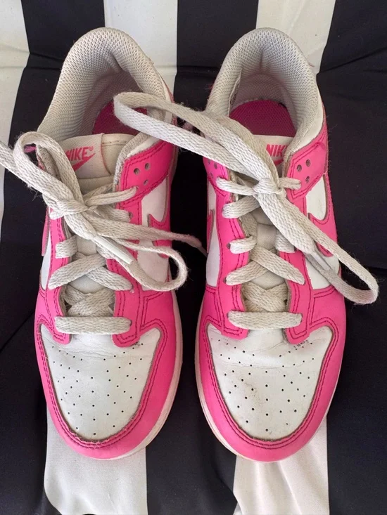 Nike White and Bright Pink Low-Top Sneakers
