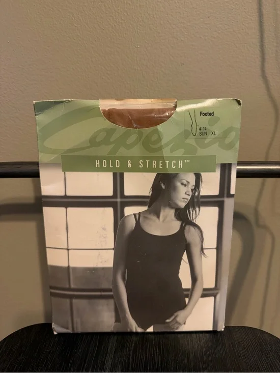 Vintage Capezio Hold & Stretch Footed Dance Tights Suntan XL Semi Opaque NOS