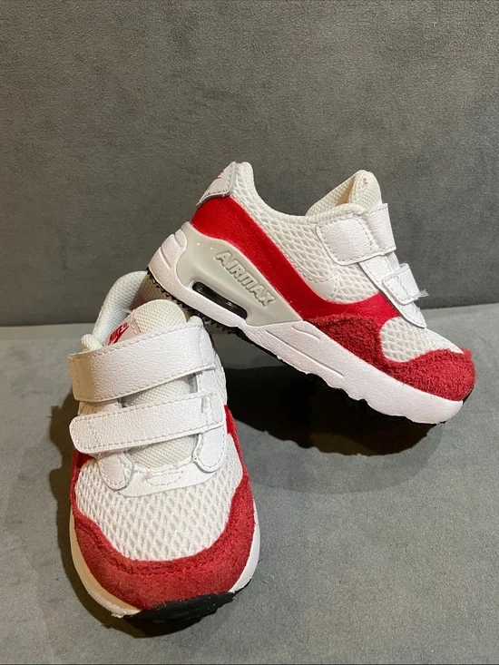 Nike Air Max 6C Sneakers Baby Toddler White Red Hook & Loop Athletic Shoes