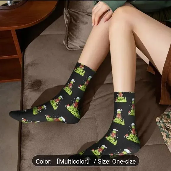 Unisex Merry Christmas festive holiday crew socks