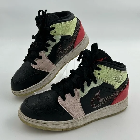 Nike Glow In The Dark Air Jordan 1 Mid With Multi-Stitched Swooshes