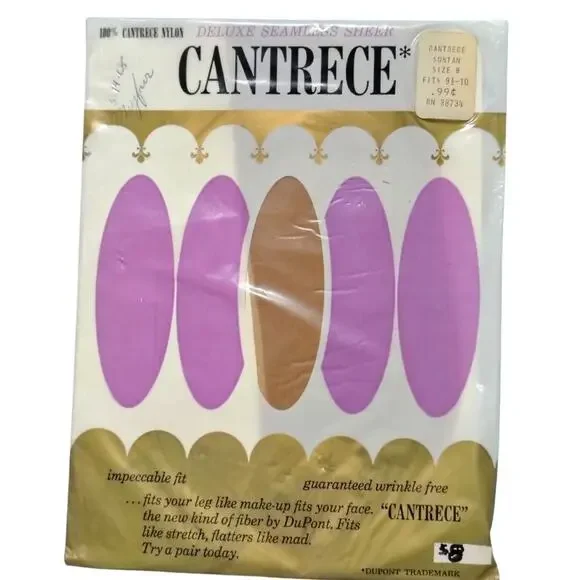2 Packs 1960s Cantrece Suntan Size B Nylon Seamless Sheer Stockings New In Pack