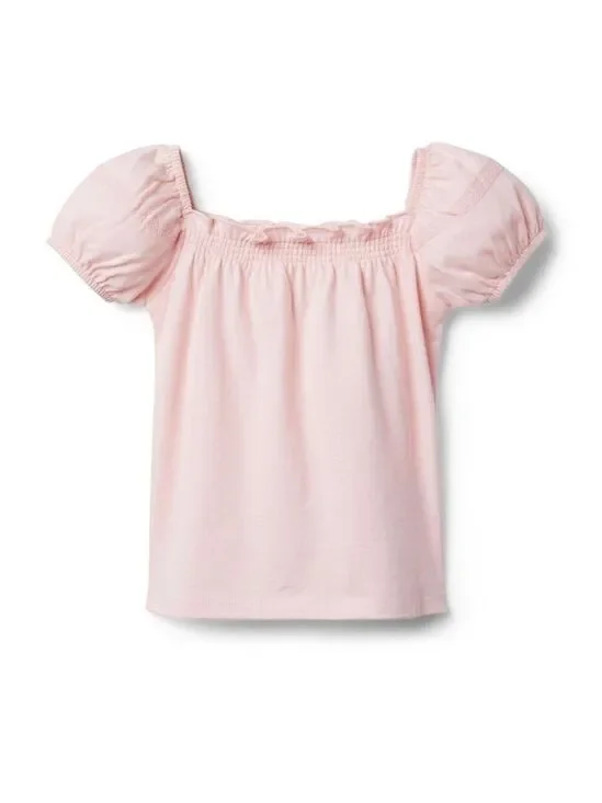 SMOCKED PUFF SLEEVE TOP
