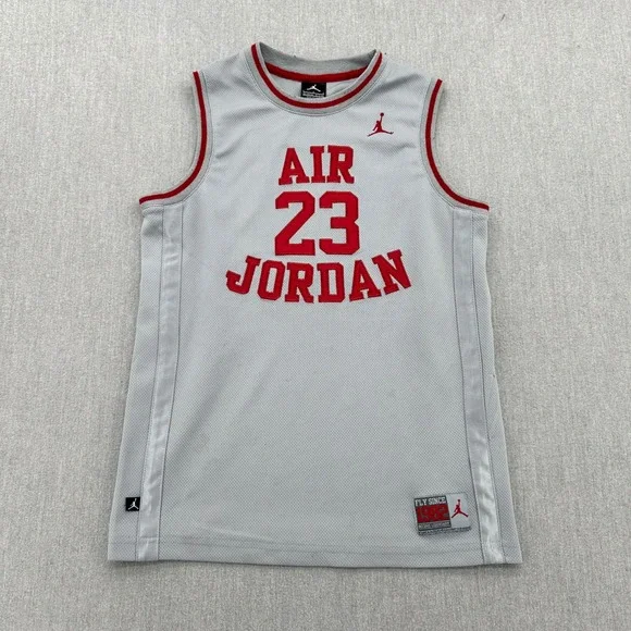 Air Jordan 23 Jersey Youth Size Large Gray Sleeveless Graphic Jumpman Logo #23