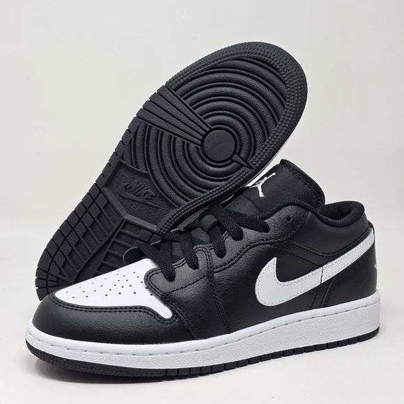 Nike GS Air Jordan 1 Low Black Summit White Sneaker 553560-043 Youth Size 5Y New