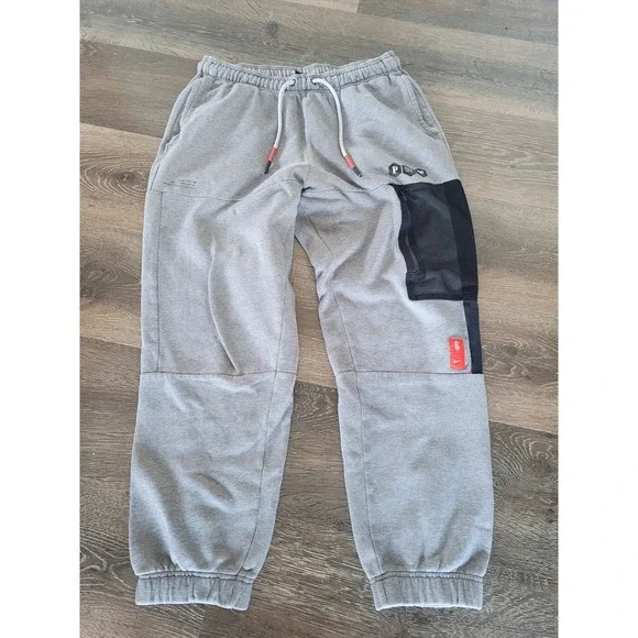 Nike Kyrie Irving Sweatpants Gray Mesh Pocket Drawstring Basketball Boys‎ #9