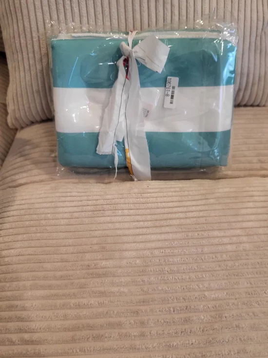 Striped Beach Towels  in Teal and White 40cm X 70cm Set Of 2