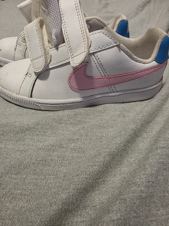 Nike Kids' White Sneakers with Pink Swoosh