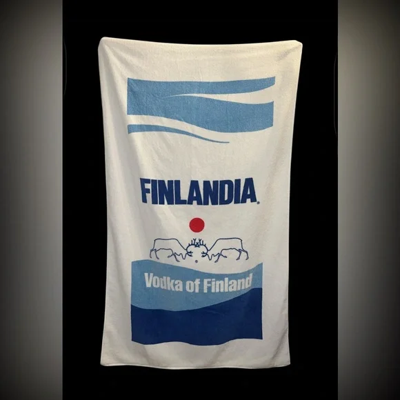 Rare Finlandia Finland Vodka Beach Towel Vintage