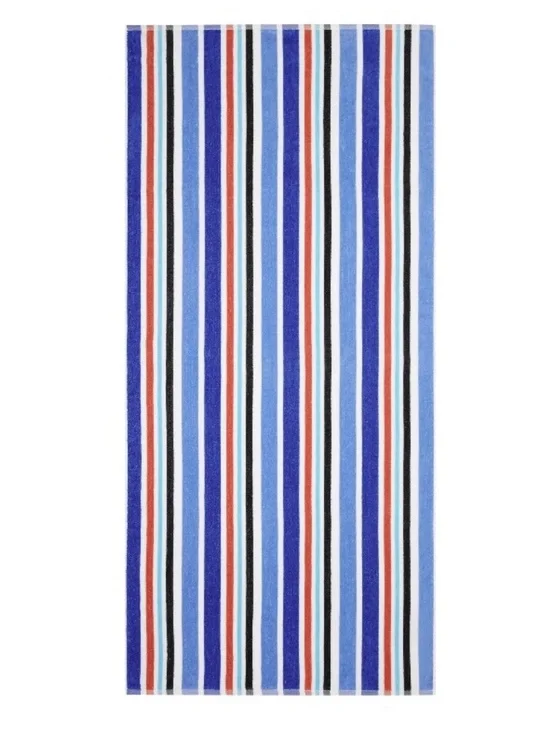 Mainstays Red, Navy, Sky Blue, White & Black Striped Towel