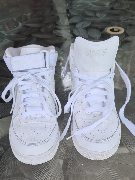 Nike White High-Top Sneakers with Ankle Strap