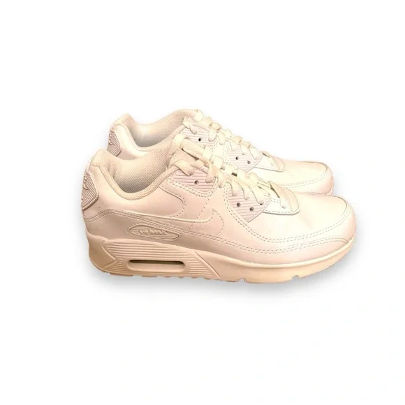 Nike Air Max 90 LTR (GS) Youth All White Lace Up Low Top Sneakers Sz 5 Youth NEW