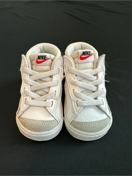Nike Blazer Kids White Sneakers with Red Swoosh