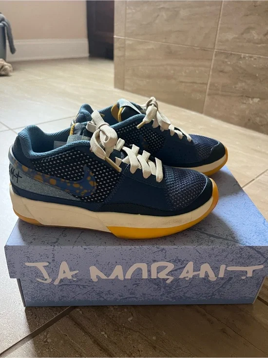 Ja 1 Nike Kids Blue and Yellow Low-Top Sneakers