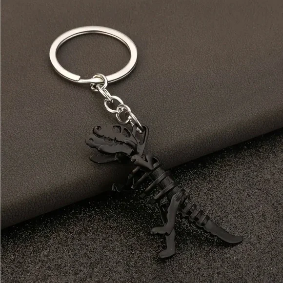 Black Dinosaur Keychain Skeleton T Rex NEW