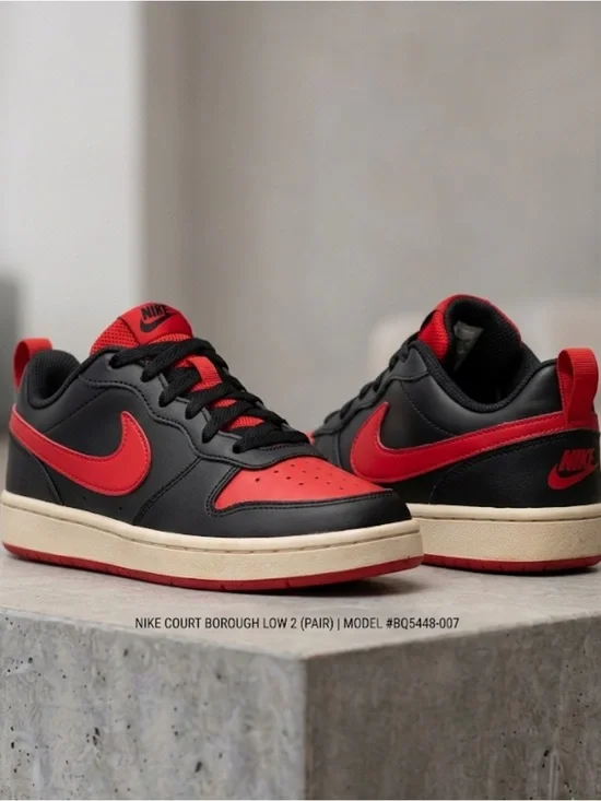 Nike Low-Top Sneakers in Black & Red with Cream Midsole