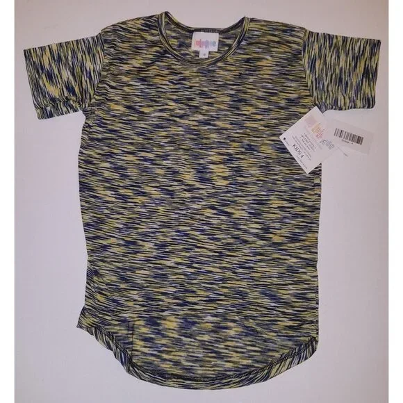 NWT LuLaRoe Gracie Tee Shirt Girls 4 Yellow Blue Zebra Print