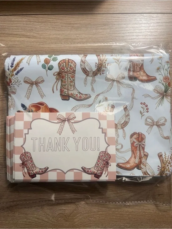 Western Cowgirl Poly Mailer & Thank You Card Set | 25 Mailers + 25 Cards