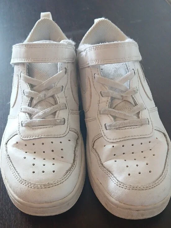 Nike Kids White Velcro Court Sneakers with Swoosh