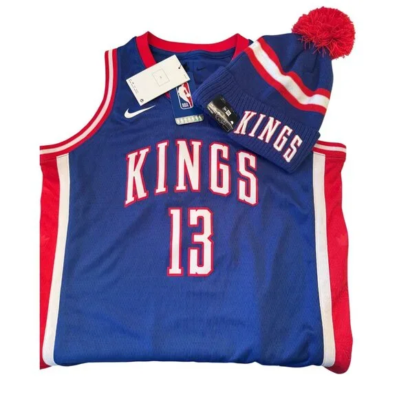 Sacramento Kings Keegan Murray Size Large 14/16 Basekball Tank #13 NWT Knit Hat