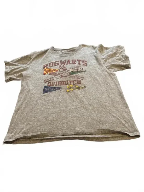 Harry Potter Kids Hogwarts Quidditch Gray Graphic Tee XL