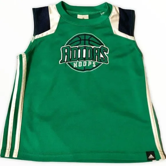 Adidas Hoops Green Sleeveless Jersey Boys 6