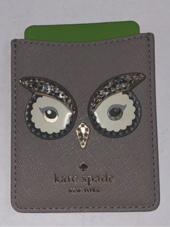 kate spade Grey Owl Card Holder with Gold Accents