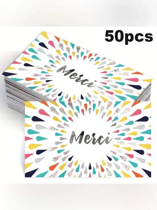 Merci Multi-Color Thank You Cards - Pack of 50