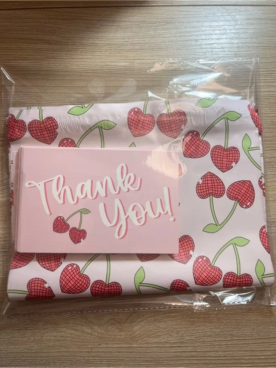 25 Cherry 10x13 Poly Mailers & 25 Thank You Cards 50PC Shipping Bundle