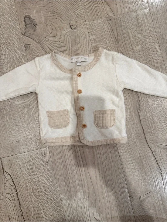 Rachel Zoe Baby Soft Cream & Beige Kids Cardigan - Classic Button Front