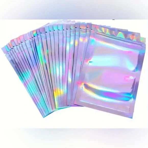 25 Holographic Zip Closure Plastic Bags