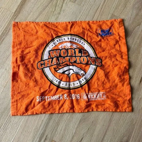 Denver Broncos World Champions Rally Towel - September 8, 2016 orange blue‎ fan