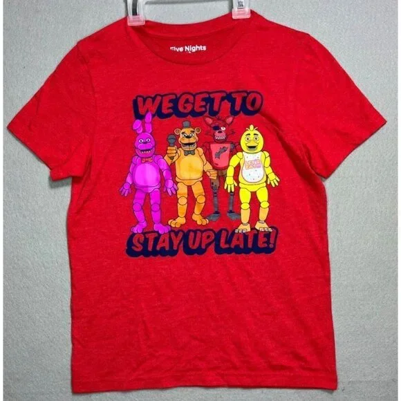 Five Nights At Freddy's We Stay Up Late Kids Shirt Tees Medium Gray Youth Kids