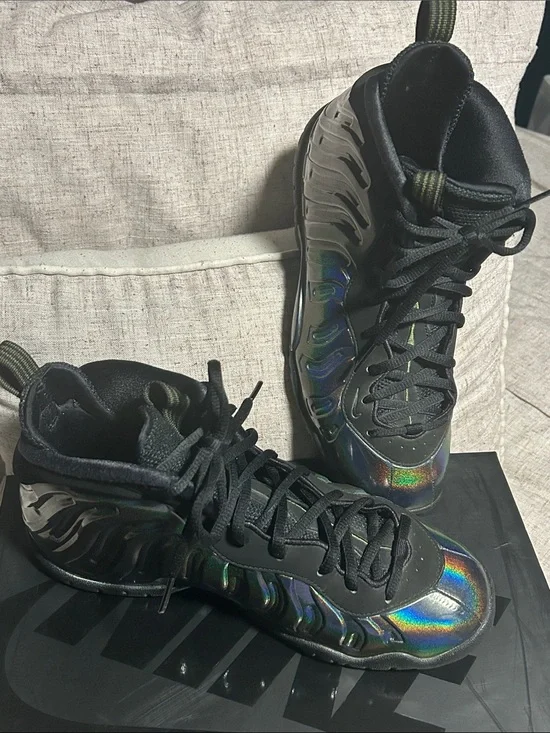 Nike Kids Black Iridescent Foamposite Sneakers