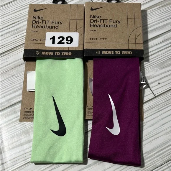 Nike Dri-FIT fury headbands‎ set of 2 youth unisex Mint and Plum OS move to zero
