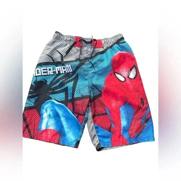 Marvel Spider-Man Red Blue Graphic Swim Trunks Superhero Beach Boys Medium