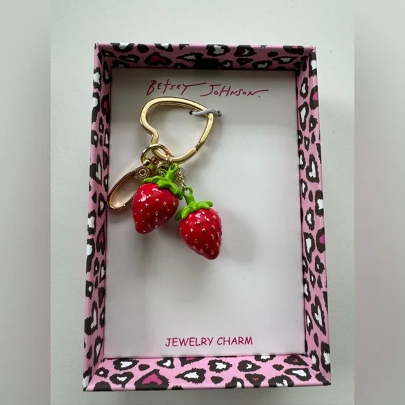 Betsey Johnson Strawberry Bag Charm /Key Chain