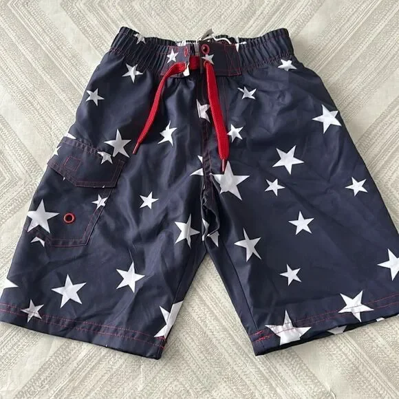 Mish Boys Navy Blue with White Stars Swim Trunks