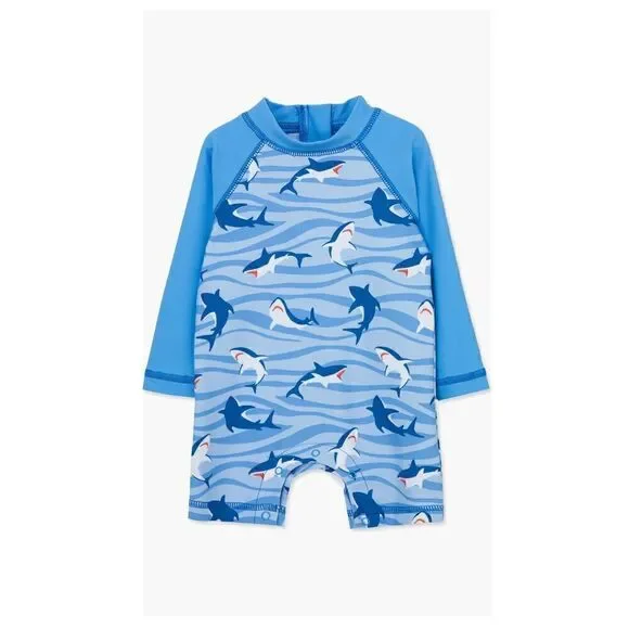 Little Me Shark Long Sleeve One Piece Swimsuit-NWT
