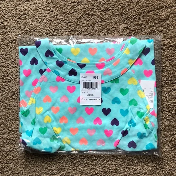 The Children's Place Dress Girls Size Large 10/12 Blue with Hearts‎