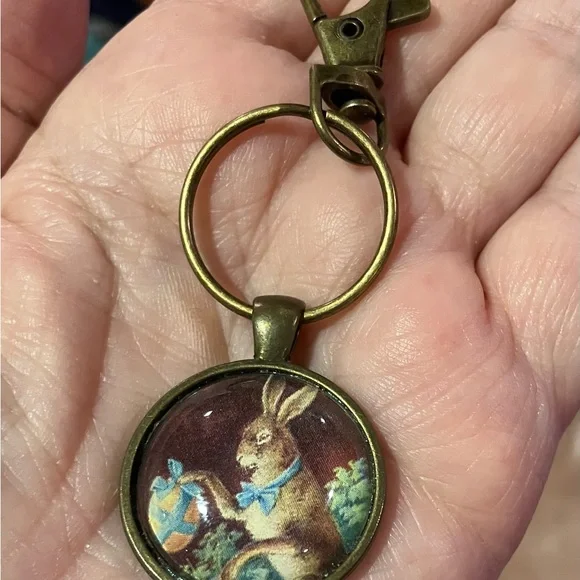 Vintage Rabbit Keychain with Brass Finish