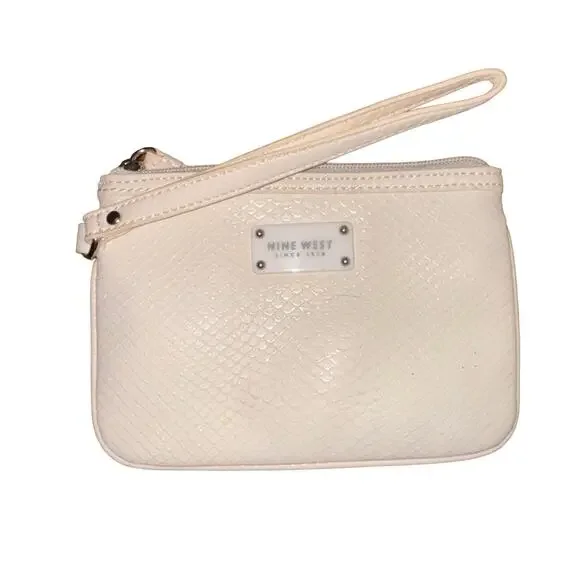 Nine West Wristlet Cream Zip Top