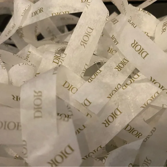 Dior White Tissue Ribbon with Gold Logo