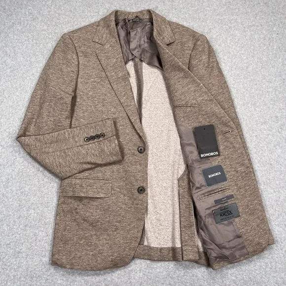 Bonobos Jetsetter Knit Blazer Mens 38R Oatmeal Slim Fit Lanificio Fortex Sport