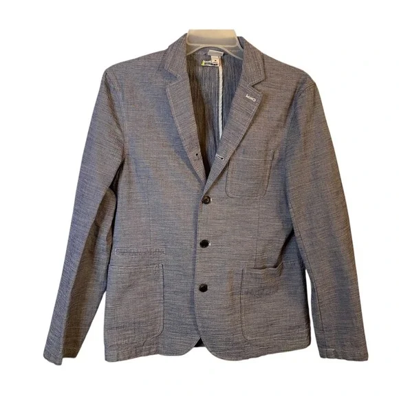Merona Men's Heather Blue Cotton Sport Coat Blazer Jacket Size 38R Cool Summer