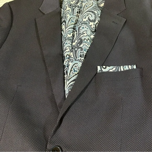 Alan Flusser Blazer Men’s Navy Micro Dot Sport Coat Jacket Business Formal Sz L
