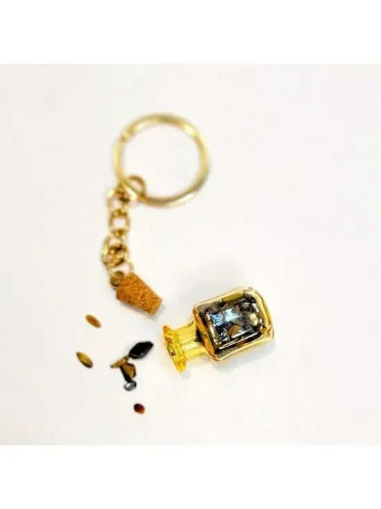 Hand Crafted Tigers Eye Mini Bottle Pendant Keychain