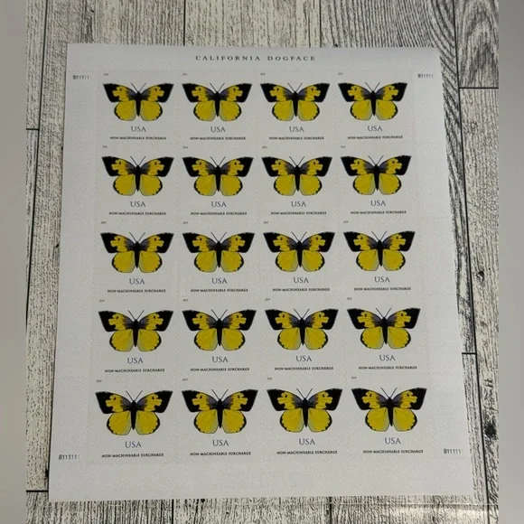 USPS California Dogface Butterfly Stamps Sheet – Non-Machinable (20 Stamps)