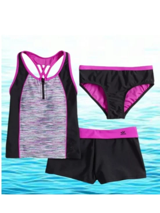 ZeroXposur 3-PC Swim Set Tankini Bottoms & Shorts